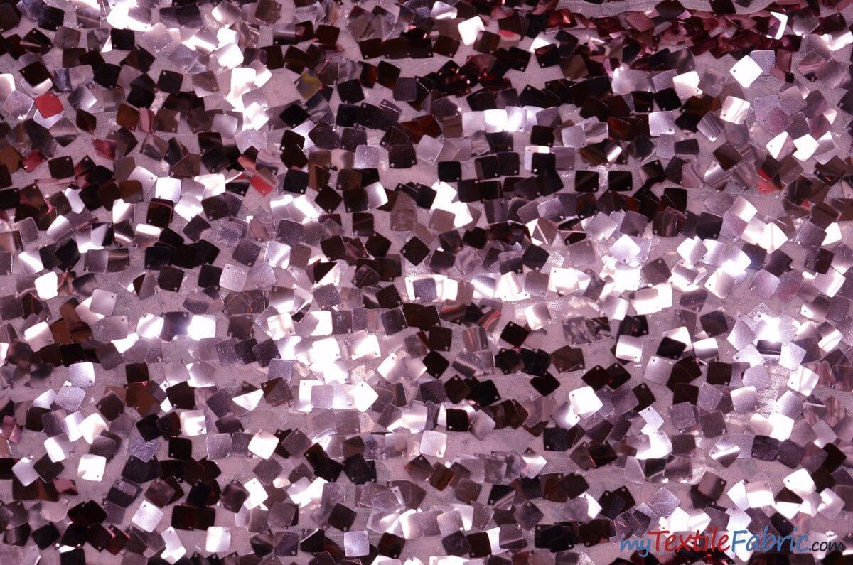 Dull Square Dazzle Sequins | Decorative Sequins on Mesh | 52" Wide | Fabric mytextilefabric Yards Mauve (shiny)