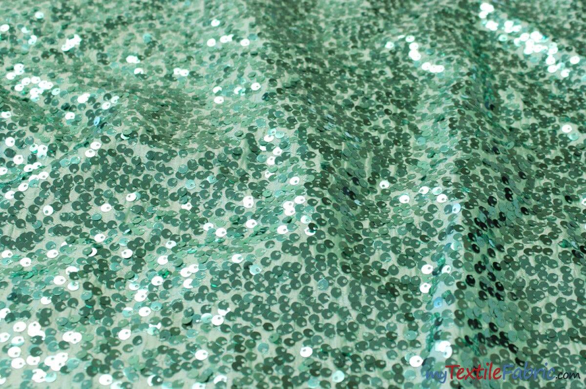 Sequins Taffeta Fabric by the Yard | Glitz Sequins Taffeta Fabric | Raindrop Sequins | 54" Wide | Tablecloths, Runners, Dresses, Apparel | Fabric mytextilefabric Yards Mint