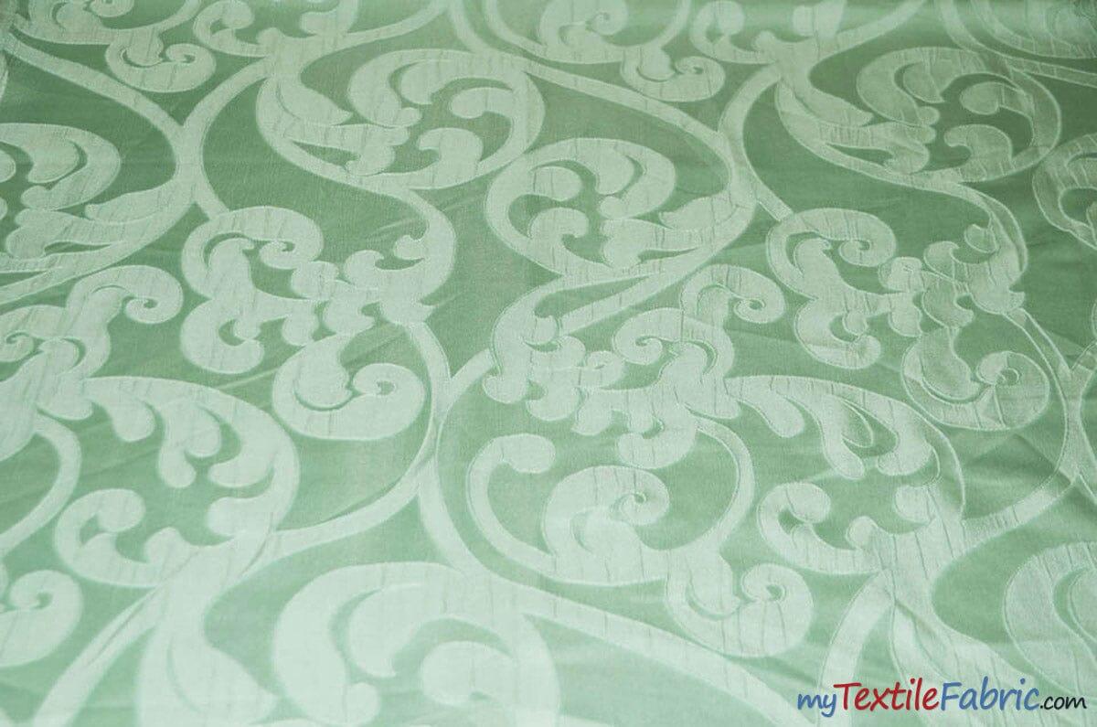 Victorian Damask Jacquard Fabric | Victorian Damask Brocade | 60" Wide | Drapery, Curtains, Tablecloth, Costume | Multiple Colors | Fabric mytextilefabric Yards Mint