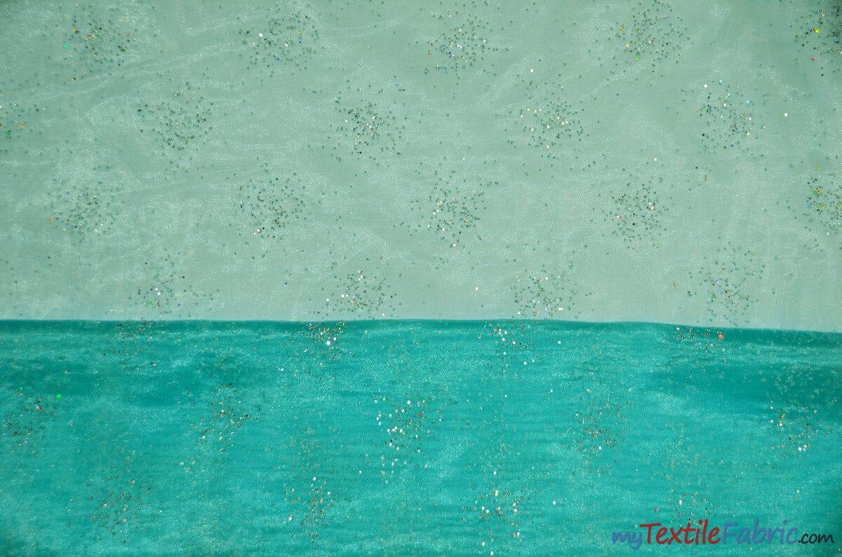 Sparkle Organza Fabric | Glitter Beads on Organza Fabric | 58" Wide | Fabric mytextilefabric Yards Mint