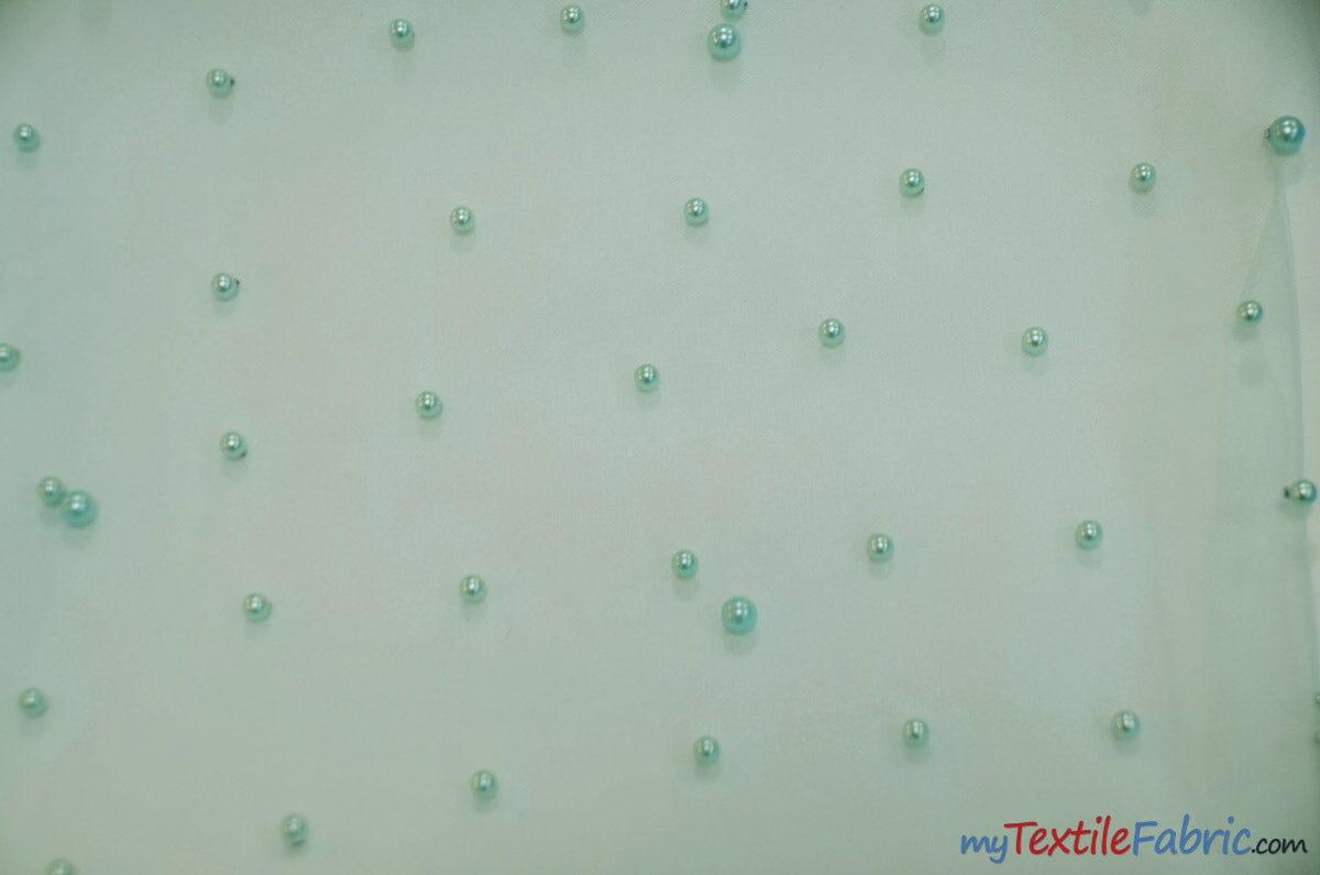 Very Soft Tulle with Pearls | Tulle with Beads | 52" Wide | Bridal Veil Tulle, Wedding Dress | Fabric mytextilefabric Yards Mint