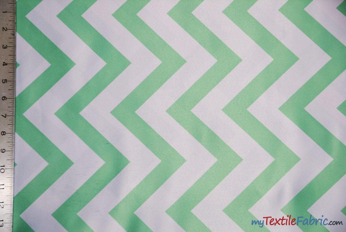 Chevron Satin Fabric | Chevron L'amour Satin | Matte Satin Print | 60" Wide | Multiple Colors | Fabric mytextilefabric Yards Mint