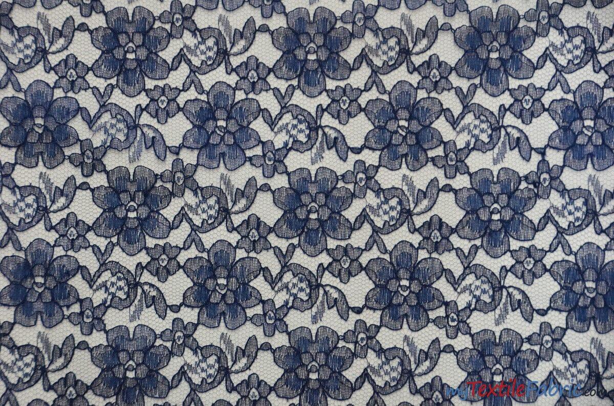 Raschel Lace Fabric | 60" Wide | Vintage Lace Fabric | Bridal Lace, Decoration, Curtain, Tablecloth | Boutique Lace Fabric | Floral Lace Fabric | Fabric mytextilefabric Yards Navy Blue