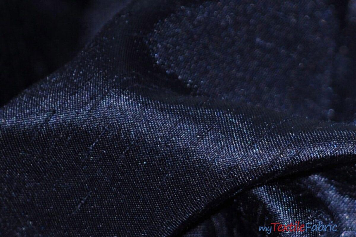 Shantung Satin Fabric | Satin Dupioni Silk Fabric | 60" Wide | Multiple Colors | Continuous Yards | Fabric mytextilefabric Yards Navy Blue
