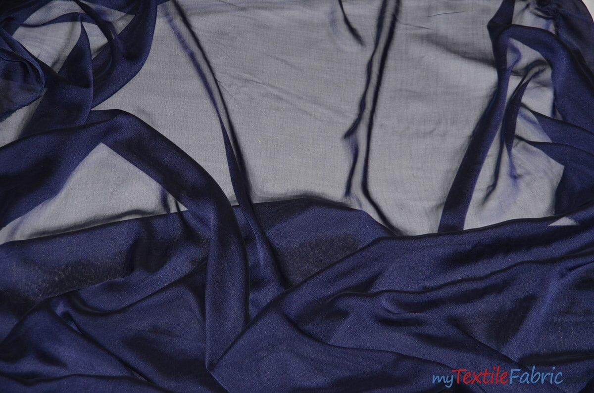Two Tone Chiffon Fabric | Iridescent Chiffon Fabric | 60" Wide | Clean Edge | Multiple Colors | Continuous Yards | Fabric mytextilefabric Yards Navy Blue