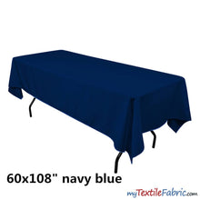 Load image into Gallery viewer, 60&quot; x 108&quot; Banquet Polyester Tablecloth | Sold By Piece or Wholesale Box | Fabric mytextilefabric By Piece Navy Blue 
