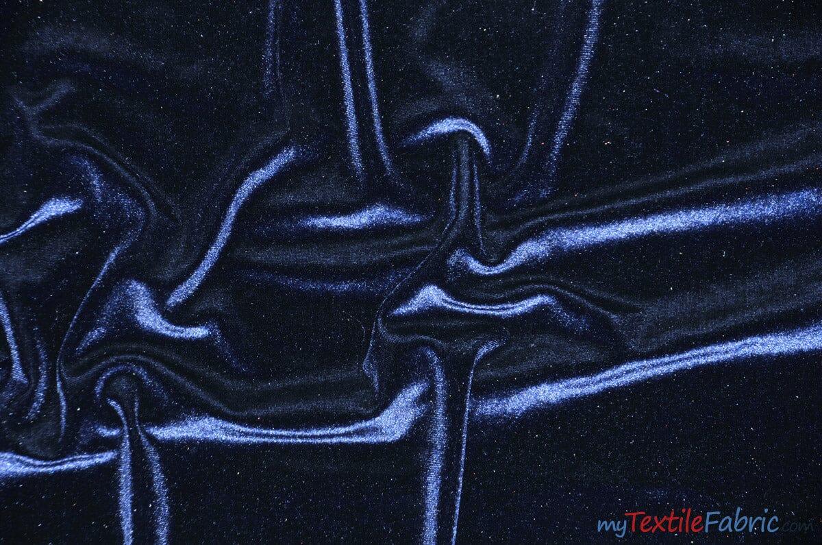 Soft and Plush Stretch Velvet Fabric | Stretch Velvet Spandex | 58" Wide | Spandex Velour for Apparel, Costume, Cosplay, Drapes | Fabric mytextilefabric Yards Navy Blue