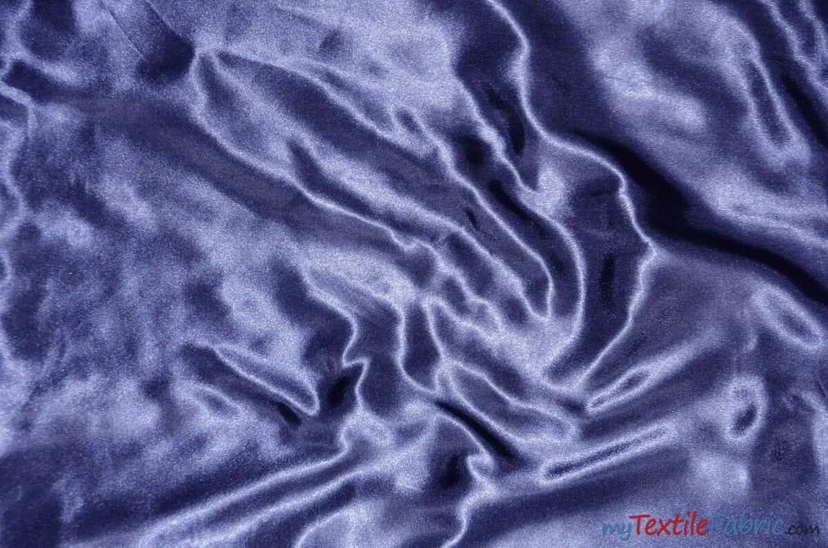 Silky Soft Medium Satin Fabric | Lightweight Event Drapery Satin | 60" Wide | Economic Satin by the Wholesale Bolt | Fabric mytextilefabric Bolts Navy Blue 0035