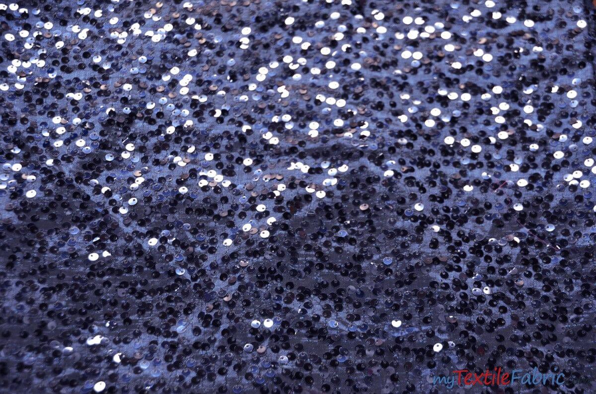 Sequins Taffeta Fabric by the Yard | Glitz Sequins Taffeta Fabric | Raindrop Sequins | 54" Wide | Tablecloths, Runners, Dresses, Apparel | Fabric mytextilefabric Yards Navy Blue