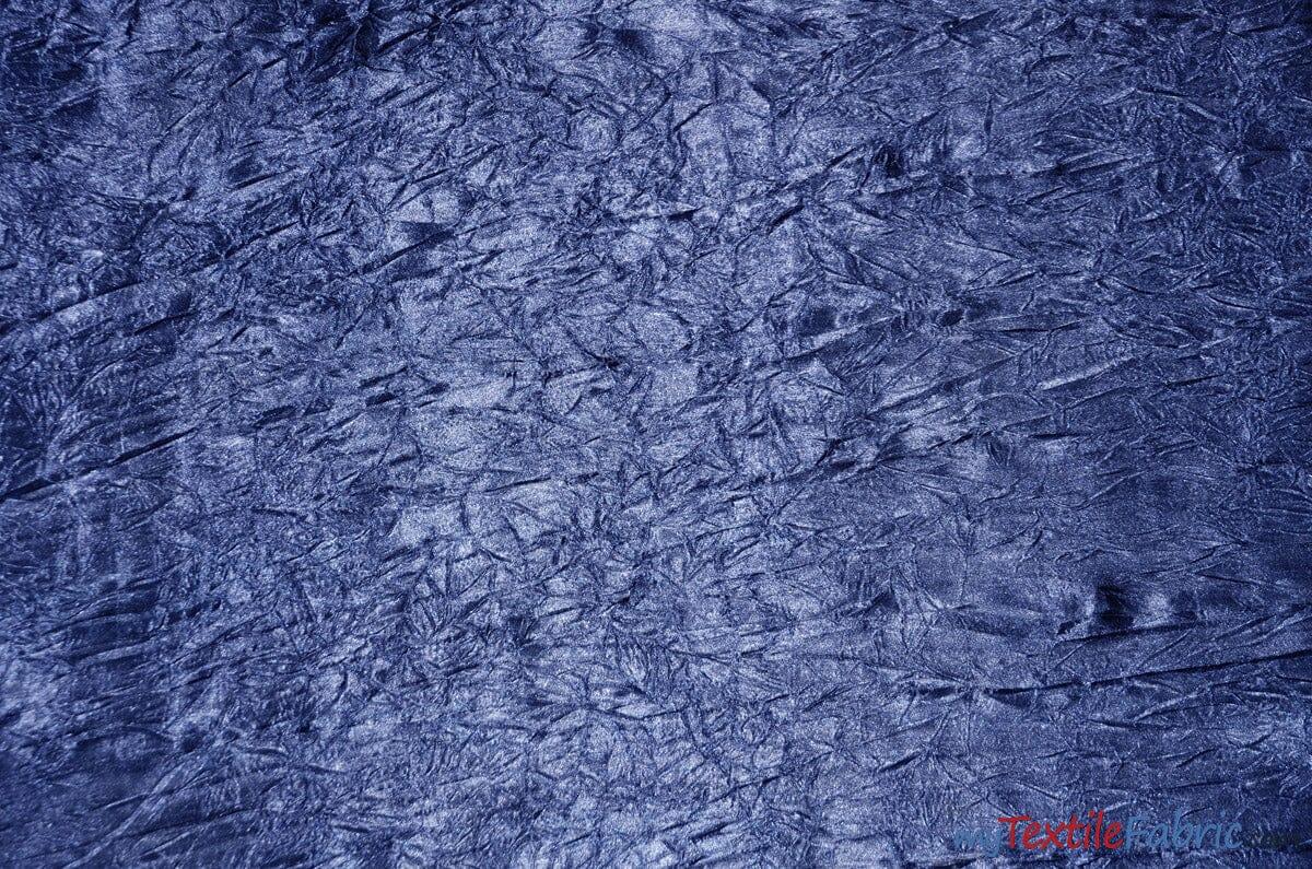 Silky Crush Satin | Crush Charmeuse Bichon Satin | 54" Wide | Continuous Yards | Multiple Colors | Fabric mytextilefabric Yards Navy Blue