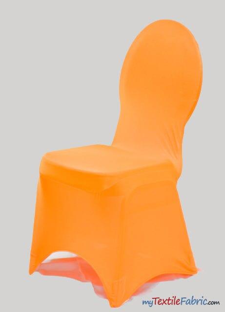 Spandex Chair Cover For Banquet Chairs | Chair Cover for Wedding, Event, Ballroom | Stretch Chair Cover | Multiple Colors | Fabric mytextilefabric By Piece Neon Orange