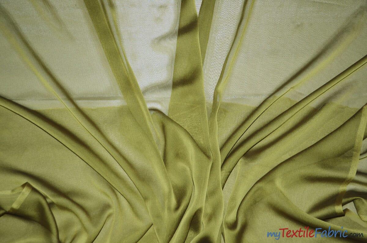 Two Tone Chiffon Fabric | Iridescent Chiffon Fabric | 60" Wide | Clean Edge | Multiple Colors | Continuous Yards | Fabric mytextilefabric Yards Olive