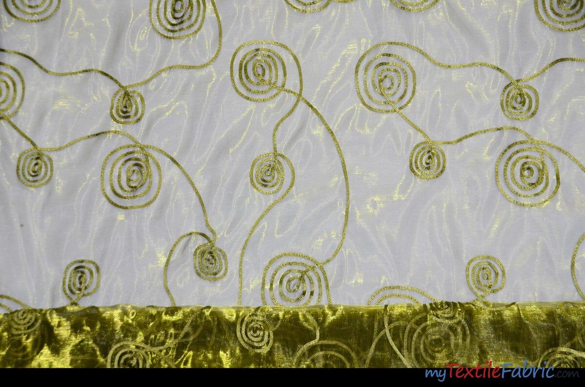 Donatello Organza Embroidery Fabric | Embroidered Floral Sheer | 54" Wide | Multiple Colors | Fabric mytextilefabric Yards Olive