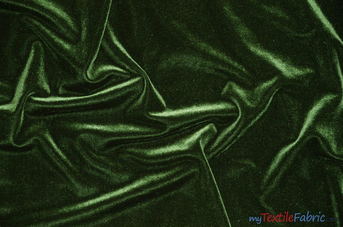 Soft and Plush Stretch Velvet Fabric | Stretch Velvet Spandex | 58" Wide | Spandex Velour for Apparel, Costume, Cosplay, Drapes | Fabric mytextilefabric Yards Olive