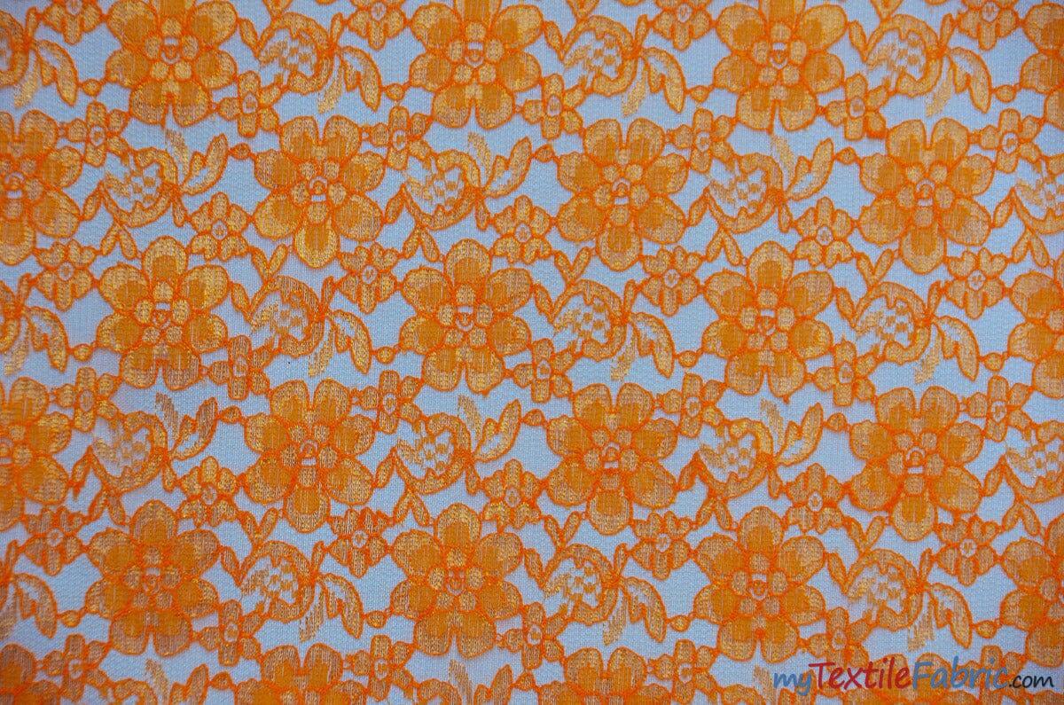 Raschel Lace Fabric | 60" Wide | Vintage Lace Fabric | Bridal Lace, Decoration, Curtain, Tablecloth | Boutique Lace Fabric | Floral Lace Fabric | Fabric mytextilefabric Yards Orange