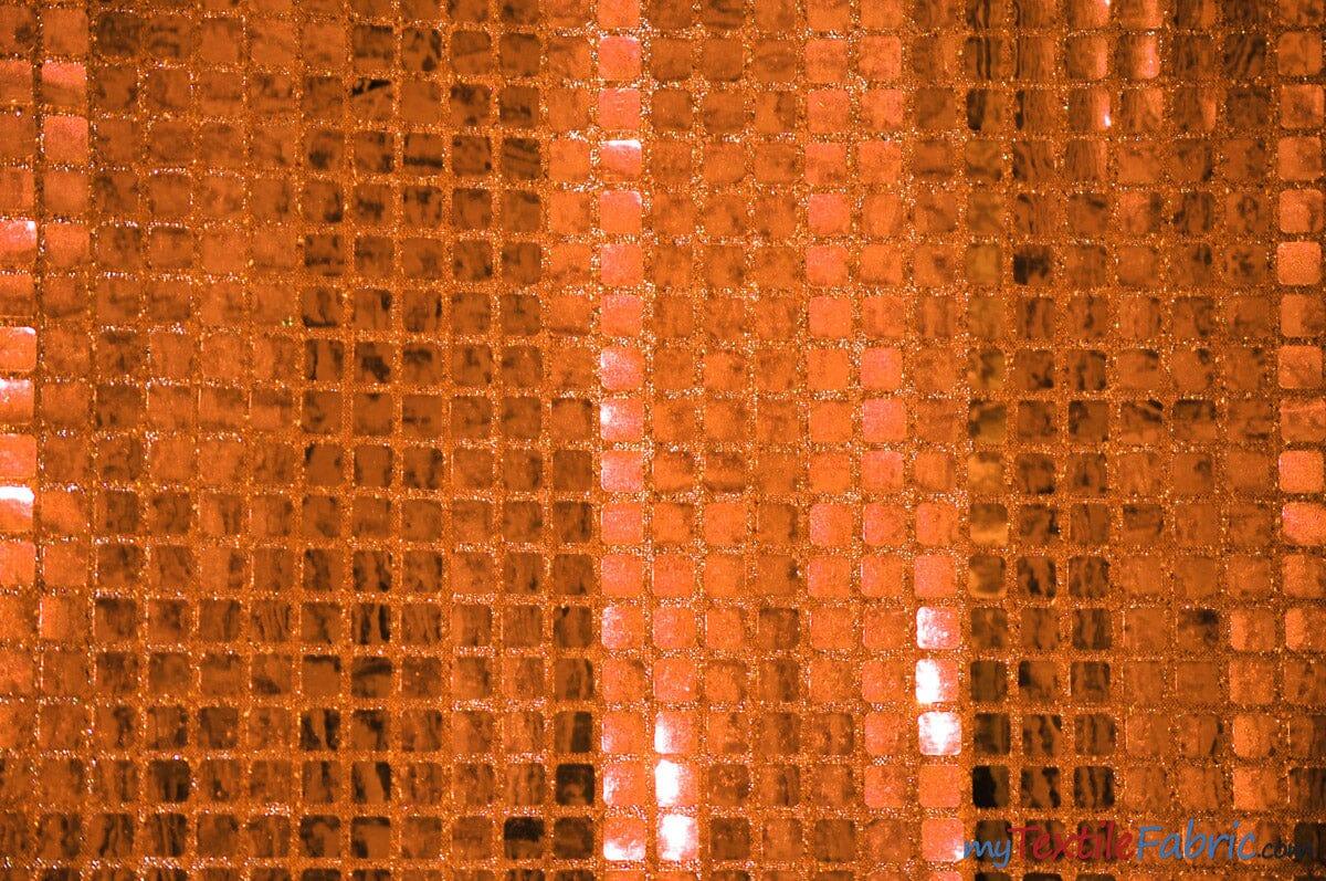 Square Sequins Fabric | Quad Sequins Fabric | 45" Wide | Multiple Colors | Decor and Costumes | Fabric mytextilefabric Yards Orange