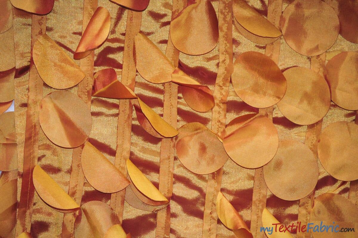 Petal Taffeta Fabric | Hanging Round Petal Taffeta | 57" Wide | Multiple Colors Fabric mytextilefabric Yards Orange