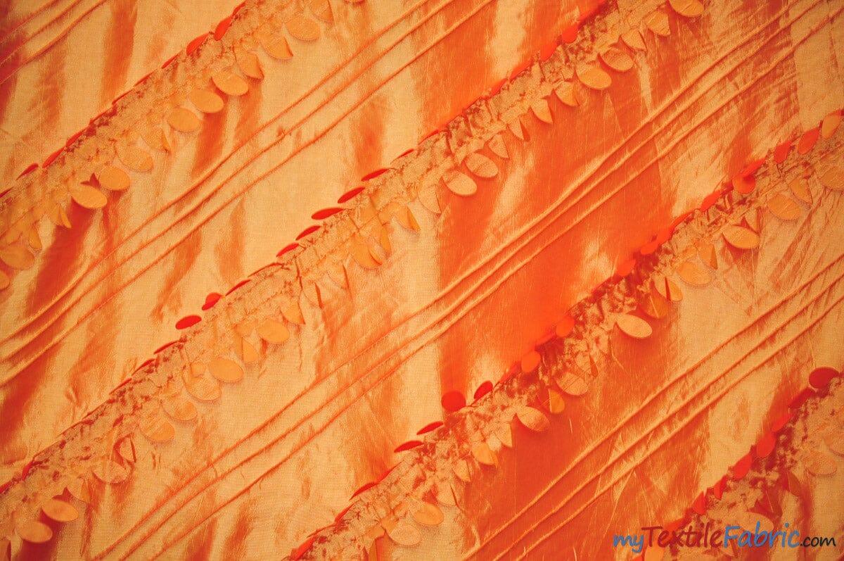 Forest Taffeta Embroidery | Hanging Leaf Taffeta | 54" Wide | Multiple Colors | Fabric mytextilefabric Yards Orange