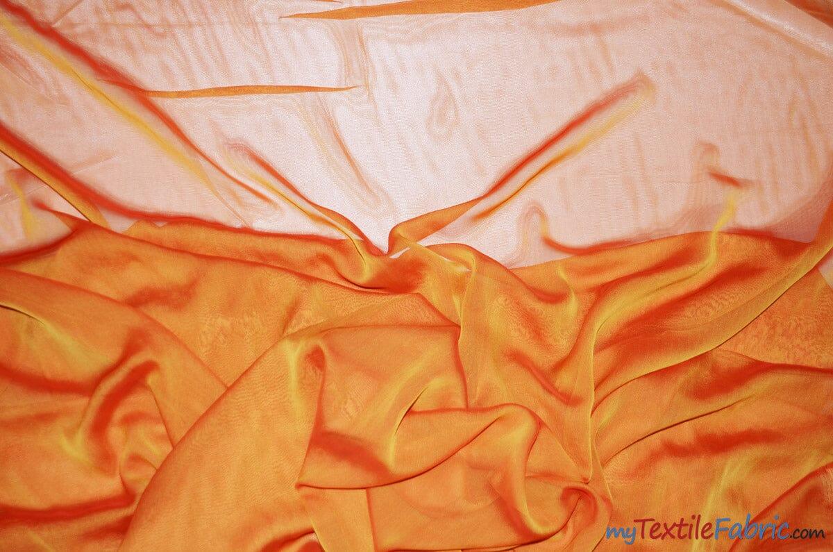 Two Tone Chiffon Fabric | Iridescent Chiffon Fabric | 60" Wide | Clean Edge | Multiple Colors | Continuous Yards | Fabric mytextilefabric Yards Orange