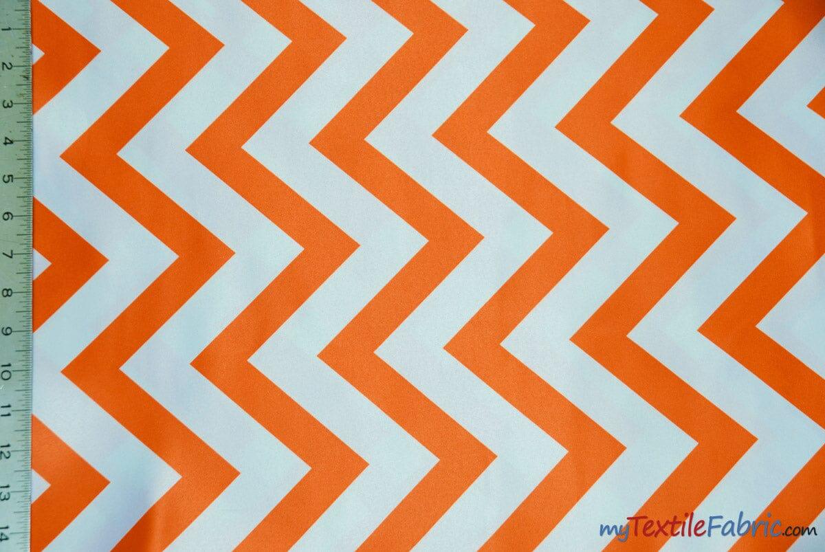 Chevron Satin Fabric | Chevron L'amour Satin | Matte Satin Print | 60" Wide | Multiple Colors | Fabric mytextilefabric Yards Orange