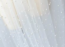 Load image into Gallery viewer, Very Soft Tulle with Pearls | Tulle with Beads | 52&quot; Wide | Bridal Veil Tulle, Wedding Dress | Fabric mytextilefabric Yards Ivory 
