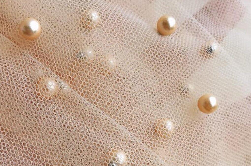 Very Soft Tulle with Pearls | Tulle with Beads | 52" Wide | Bridal Veil Tulle, Wedding Dress | Fabric mytextilefabric