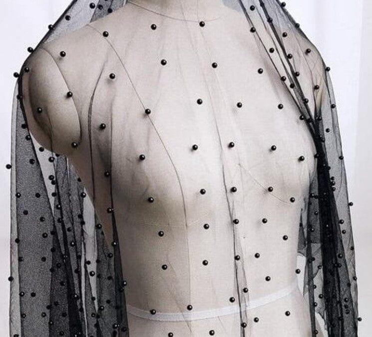 Very Soft Tulle with Pearls | Tulle with Beads | 52" Wide | Bridal Veil Tulle, Wedding Dress | Fabric mytextilefabric