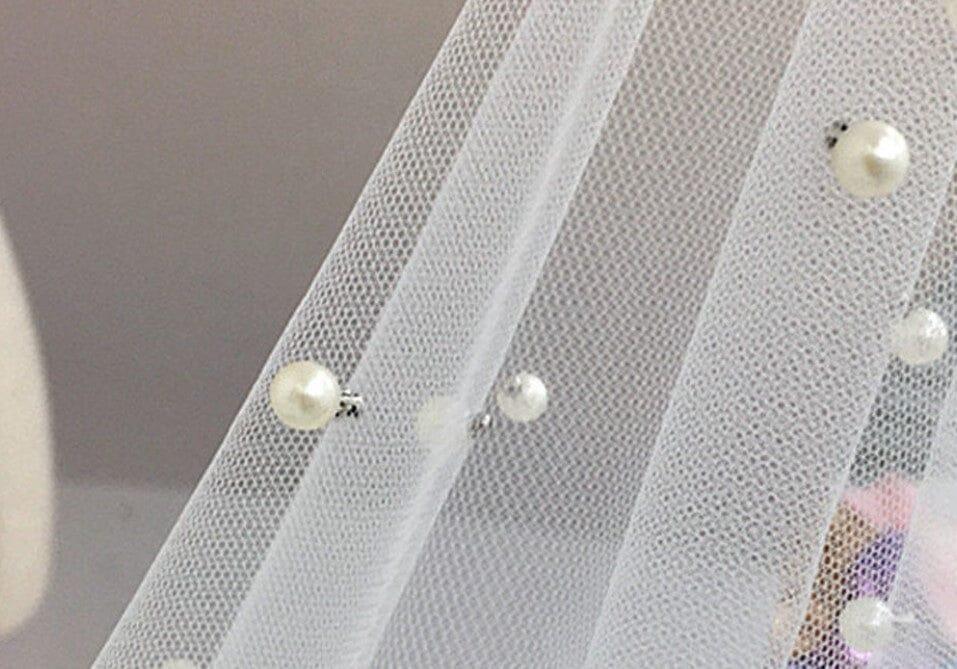 Very Soft Tulle with Pearls | Tulle with Beads | 52" Wide | Bridal Veil Tulle, Wedding Dress | Fabric mytextilefabric