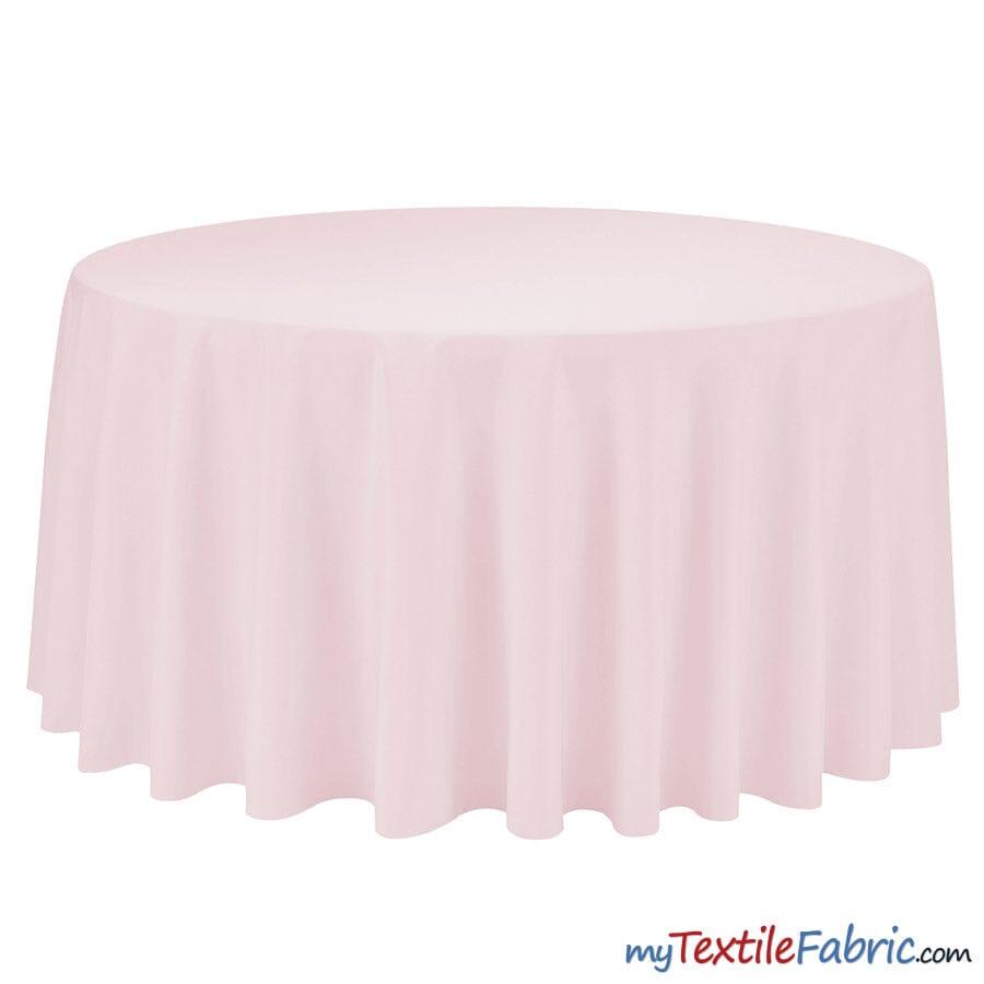 108" Round Polyester Seamless Tablecloth | Sold by Single Piece or Wholesale Box | Fabric mytextilefabric By Piece Pink