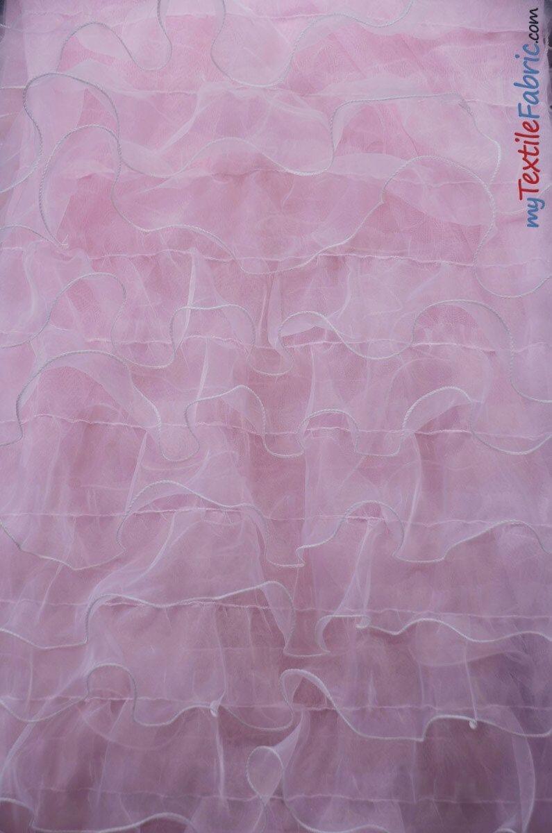 Organza Ruffled Mesh Fabric | Layered Ruffle Mesh Fabric | 57" Wide | Multiple Colors | Fabric mytextilefabric Yards Pink
