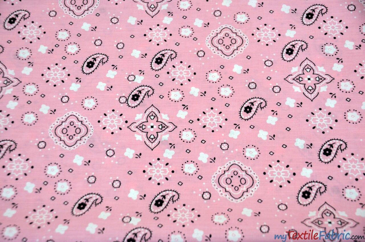 Bandana Cotton Print | Bandanna Fabric | 58/60" Wide | Multiple Colors | Fabric mytextilefabric Yards Pink
