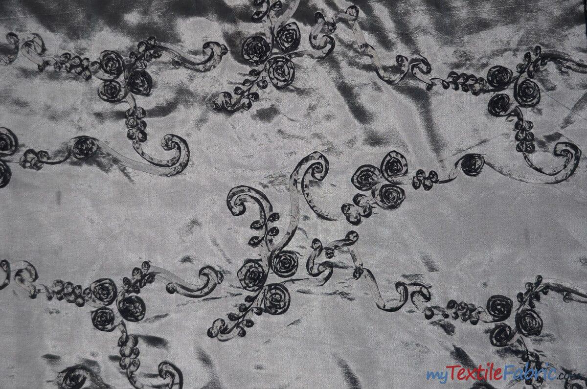 Ribbon Taffeta Fabric | Ribbon Cord Taffeta Embroidery | 54" Wide | Multiple Colors | Fabric mytextilefabric Yards Platinum