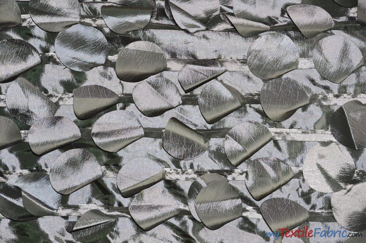 Petal Taffeta Fabric | Hanging Round Petal Taffeta | 57" Wide | Multiple Colors Fabric mytextilefabric Yards Platinum