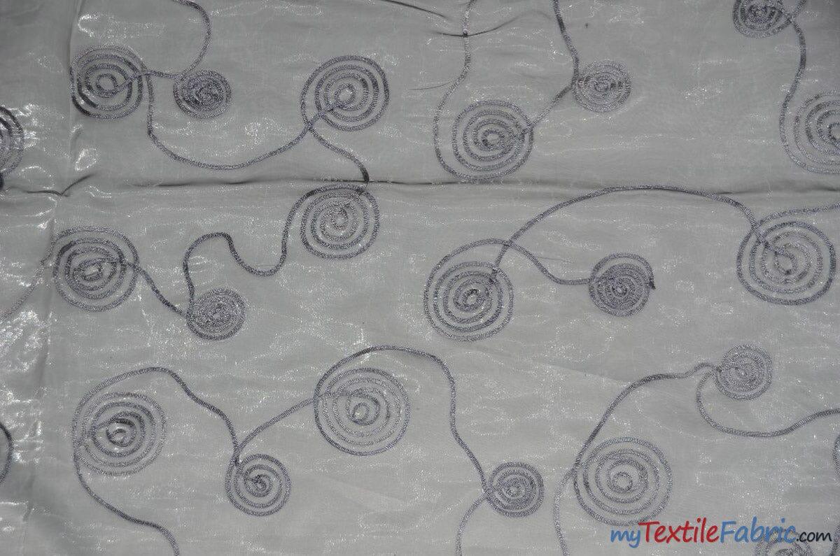 Donatello Organza Embroidery Fabric | Embroidered Floral Sheer | 54" Wide | Multiple Colors | Fabric mytextilefabric Yards Platinum