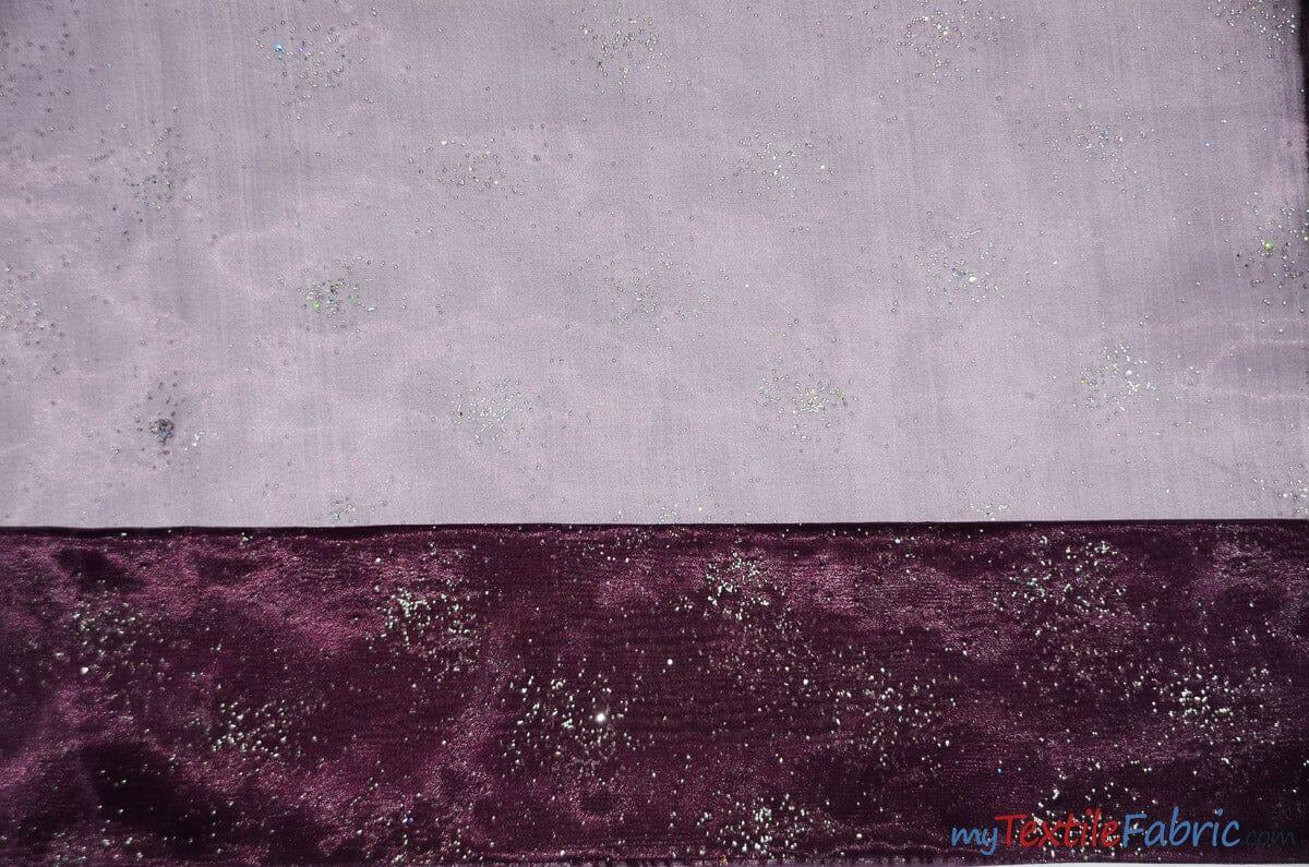 Sparkle Organza Fabric | Glitter Beads on Organza Fabric | 58" Wide | Fabric mytextilefabric Yards Plum
