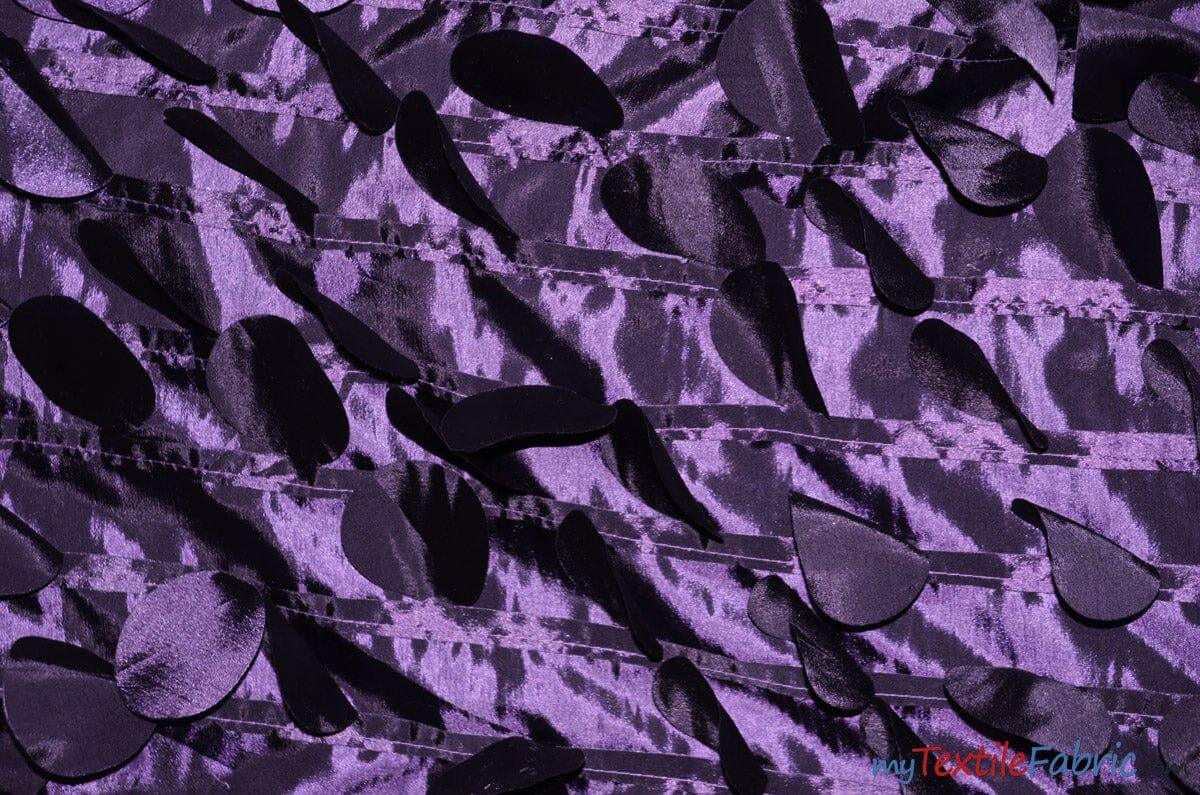Petal Taffeta Fabric | Hanging Round Petal Taffeta | 57" Wide | Multiple Colors Fabric mytextilefabric Yards Plum