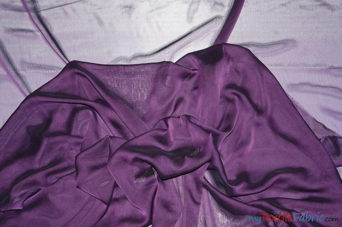 Two Tone Chiffon Fabric | Iridescent Chiffon Fabric | 60" Wide | Clean Edge | Multiple Colors | Continuous Yards | Fabric mytextilefabric Yards Plum