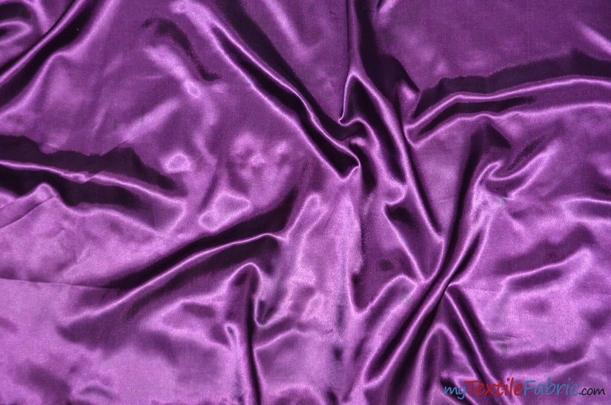 Silky Soft Medium Satin Fabric | Lightweight Event Drapery Satin | 60" Wide | Economic Satin by the Wholesale Bolt | Fabric mytextilefabric Bolts Plum 0055