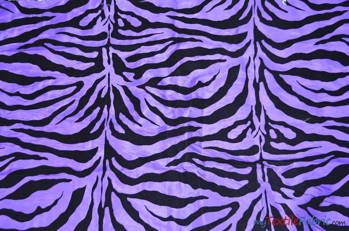 Zebra Flocking Taffeta | Flocking Velvet Zebra on Taffeta Fabric | 60" Wide | Curtains, Apparel, Cosplay, Costume, Decor | Fabric mytextilefabric Yards Purple Zebra
