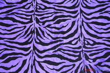 Load image into Gallery viewer, Zebra Flocking Taffeta | Flocking Velvet Zebra on Taffeta Fabric | 60&quot; Wide | Curtains, Apparel, Cosplay, Costume, Decor | Fabric mytextilefabric Yards Purple Zebra 
