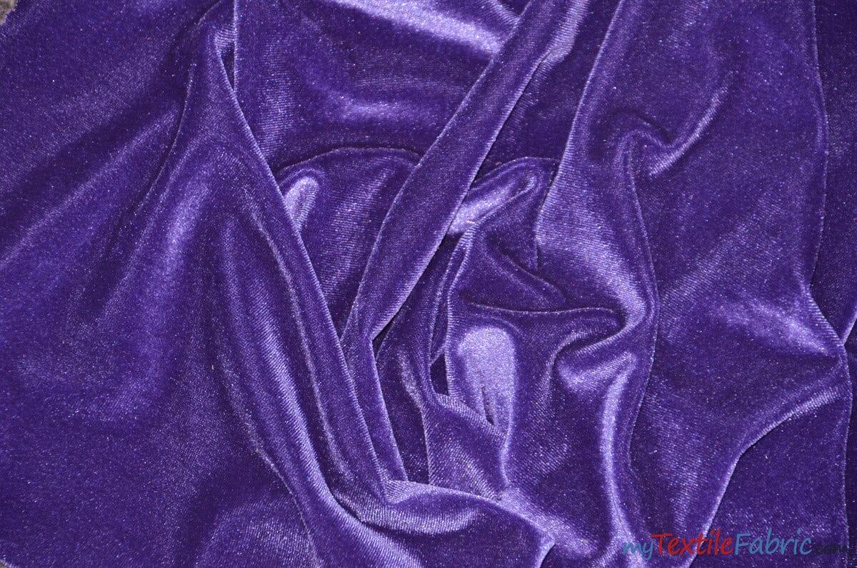 Soft and Plush Stretch Velvet Fabric | Stretch Velvet Spandex | 58" Wide | Spandex Velour for Apparel, Costume, Cosplay, Drapes | Fabric mytextilefabric Yards Purple