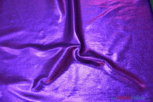 Load image into Gallery viewer, Metallic Foil Spandex Lame | Stretch Metallic Lame | Spandex Lame Fabric | All Over Foil on Stretch Knit | 60&quot; Wide | Fabric mytextilefabric Yards Purple 
