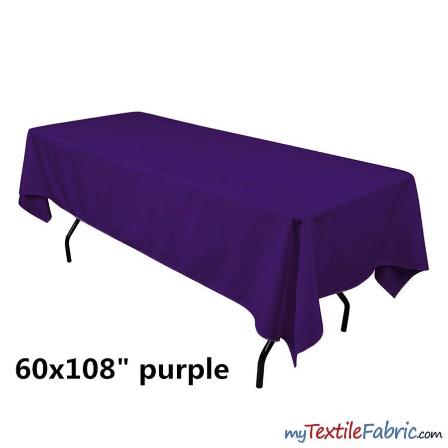 60" x 108" Banquet Polyester Tablecloth | Sold By Piece or Wholesale Box | Fabric mytextilefabric By Piece Purple