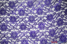 Load image into Gallery viewer, Raschel Lace Fabric | 60&quot; Wide | Vintage Lace Fabric | Bridal Lace, Decoration, Curtain, Tablecloth | Boutique Lace Fabric | Floral Lace Fabric | Fabric mytextilefabric Yards Purple 
