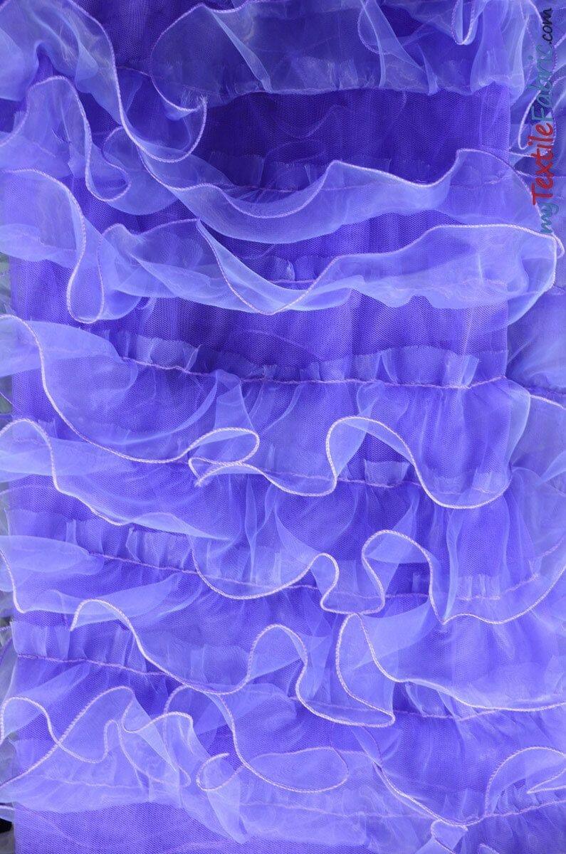 Organza Ruffled Mesh Fabric | Layered Ruffle Mesh Fabric | 57" Wide | Multiple Colors | Fabric mytextilefabric Yards Purple