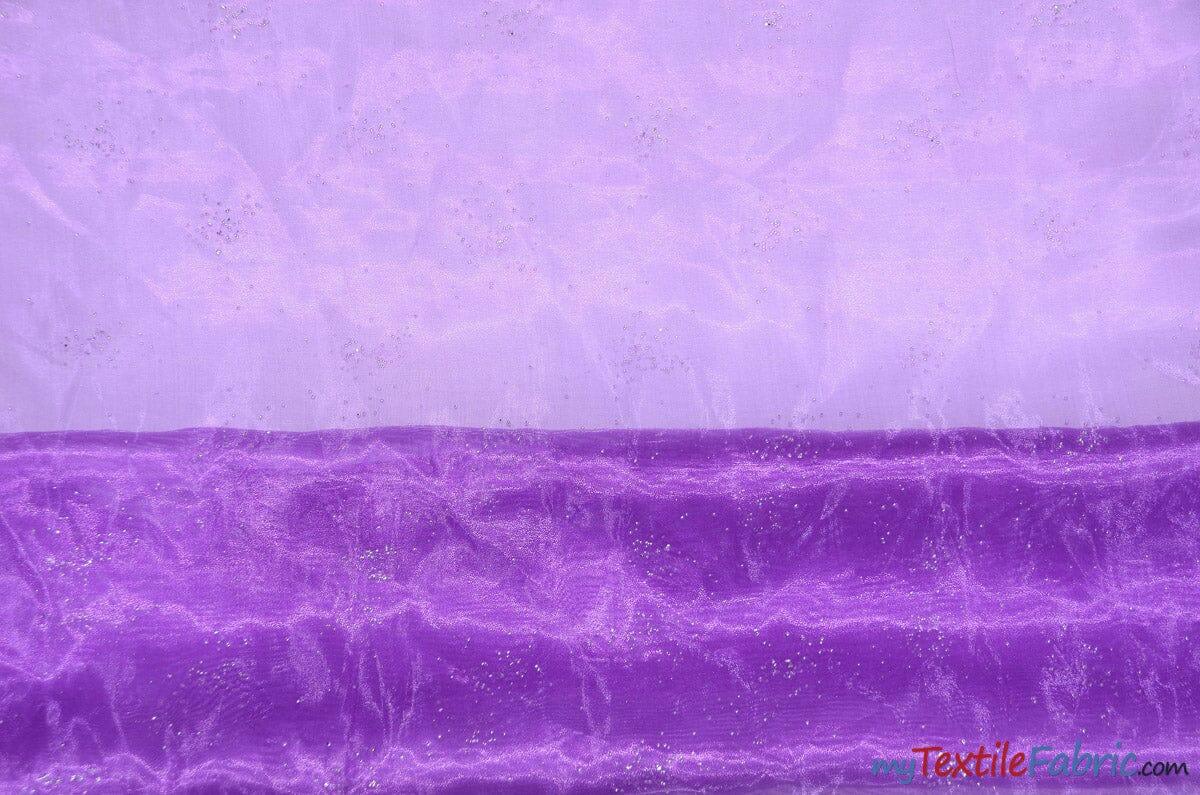 Sparkle Organza Fabric | Glitter Beads on Organza Fabric | 58" Wide | Fabric mytextilefabric Yards Purple