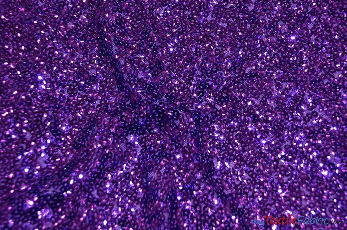 Gatsby Sequins Fabric | 6mm Flat Sewn Sequins on Mesh | 52" Wide | Multiple Colors | Fabric mytextilefabric Yards Purple