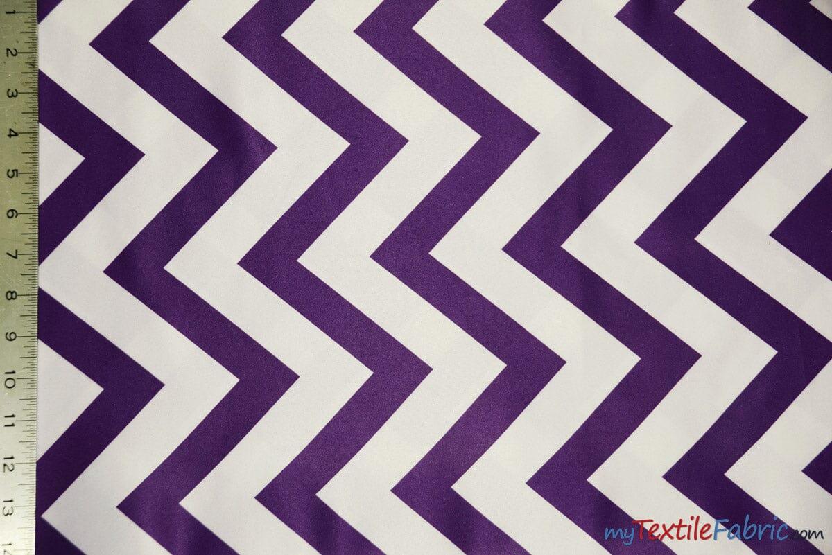 Chevron Satin Fabric | Chevron L'amour Satin | Matte Satin Print | 60" Wide | Multiple Colors | Fabric mytextilefabric Yards Purple