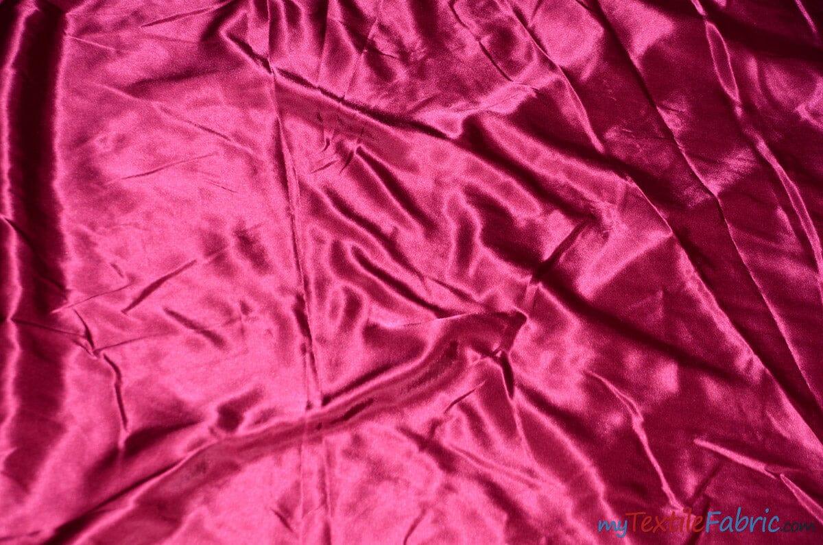 Silky Soft Medium Satin Fabric | Lightweight Event Drapery Satin | 60" Wide | Economic Satin by the Wholesale Bolt | Fabric mytextilefabric Bolts Raspberry 0071