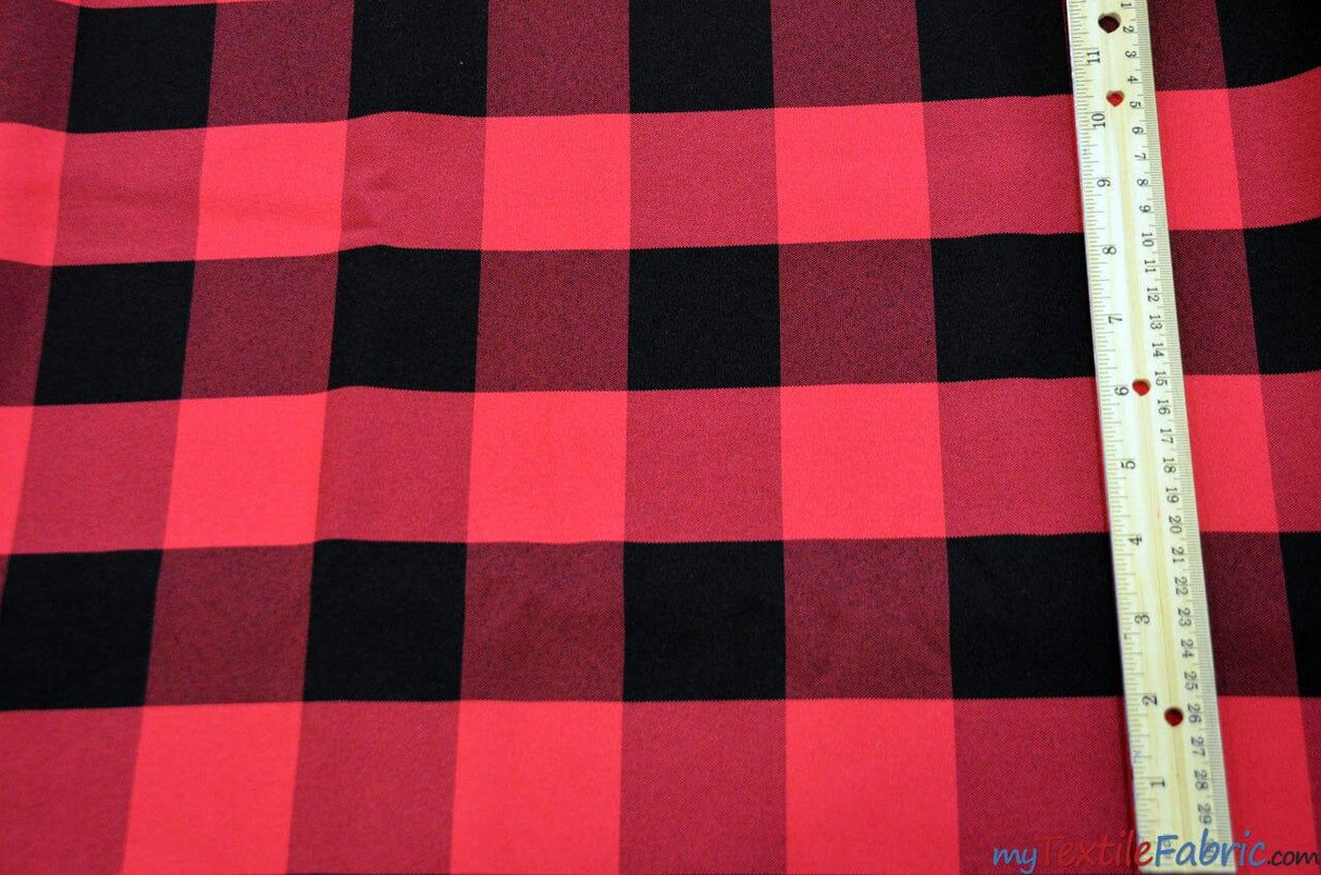 Buffalo Plaid Gingham Checkers | 2" Plaid Checkers | 60" Wide | Buffalo Checkers Fabric | Fabric mytextilefabric Yards Red Black